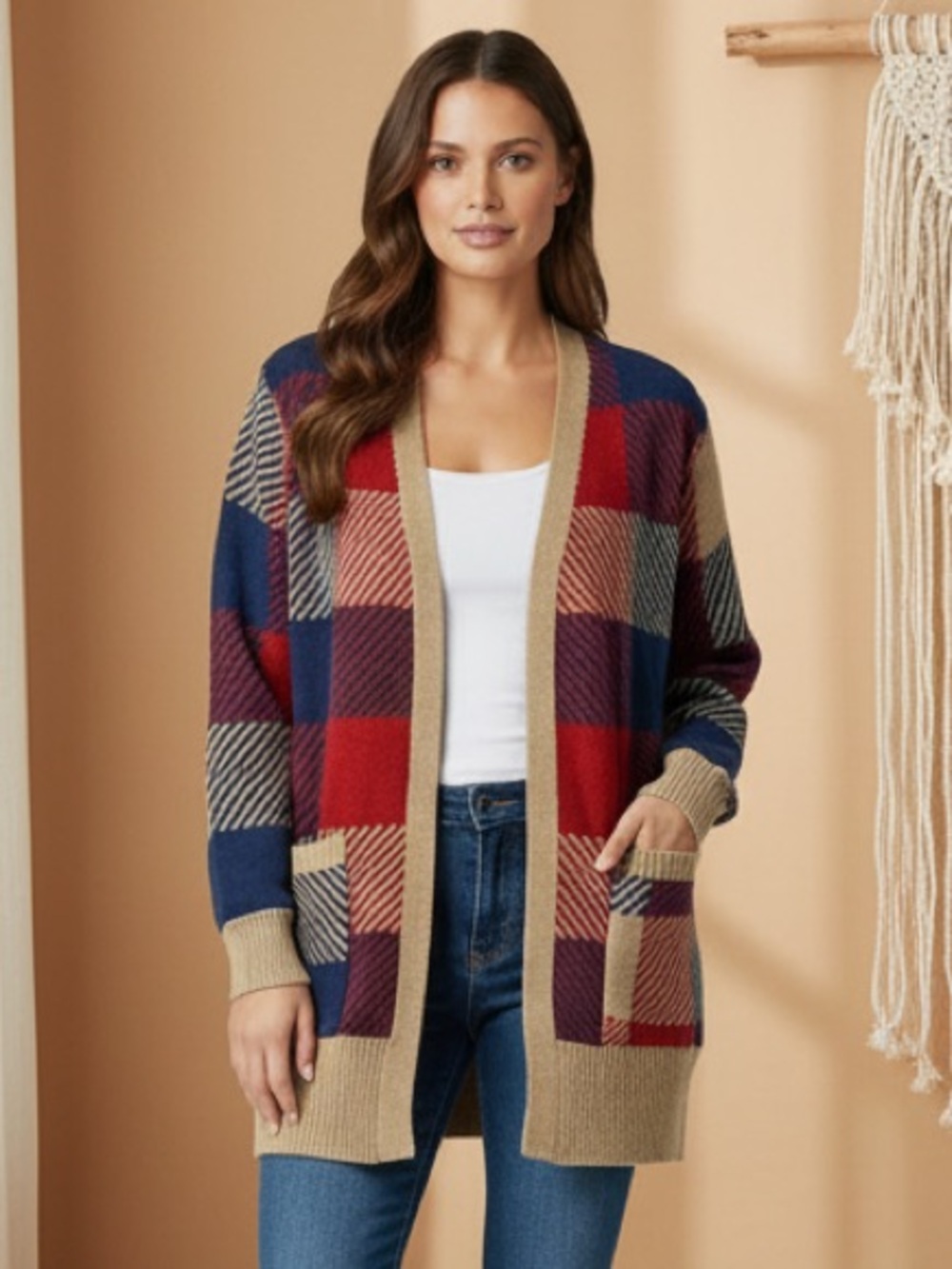 LuLaRoe Peyton Open Front Cardigan • Patch Pockets • Faux Mohair